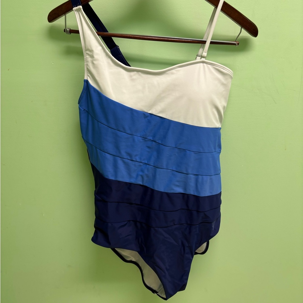 Blue and White Ladies One Piece Swimsuit P127
